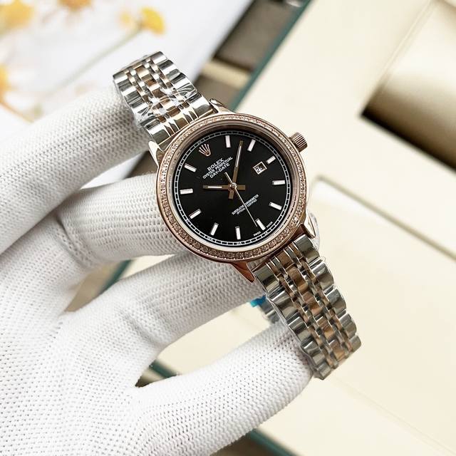 白 -金 陶瓷表带+20。 简约设计 优雅气质 劳力士-Rolex 女士腕表 进口石英机芯 矿物强化玻璃 316L精钢表壳 真皮表带 时尚大方 经典热卖尺寸:直