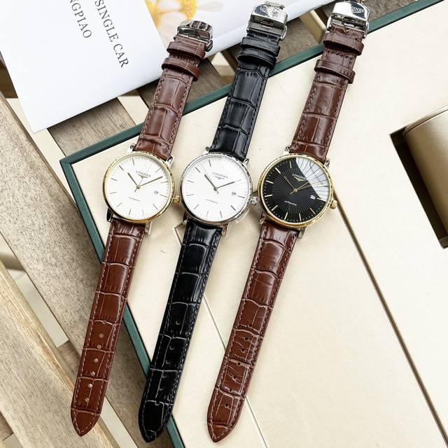 白 -金 钢带+20，浪琴-Longines 精品男士腕表经典三针设计。绅士风范，卓越品质，热卖全城。采用全自动机械机芯，顶级316精钢表壳，矿物质超强镜面，尺