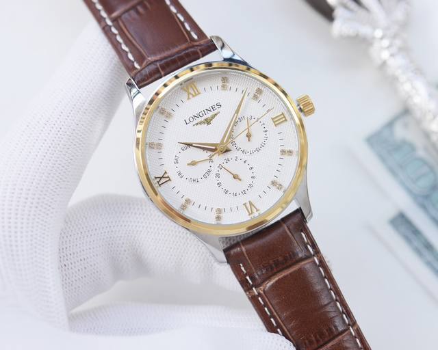 白壳 金壳 钢带20 品牌：浪琴-Longines 类型：男士腕表 壳套：顶级版316精钢l 表带：进口小牛皮表带 316L精钢表带 机芯：全自动机械机芯 镜面