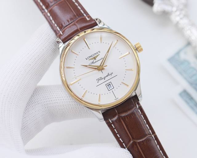 白壳 金壳 钢带20 品牌：浪琴-Longines 类型：男士腕表 壳套：顶级版316精钢l 表带：进口小牛皮表带 316L精钢表带 机芯：全自动机械机芯 镜面