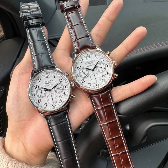 白 金 V7版本推荐台湾厂做工 浪琴-Longines 康铂系列制表大师机械手表，新款蓝色经典，多功能4813机芯，经典多功能款式，经典指针，蓝宝石鱼眼水晶镜面