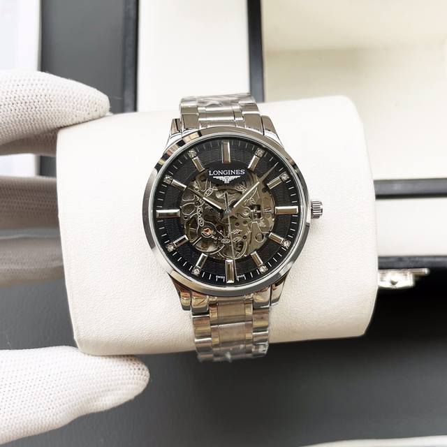 白壳 金壳 钢带+20 浪琴-Longines火爆新品 搭载全自动机械机芯 316精钢表壳 简约镂空设计 简约时尚 优雅尊贵 矿物质强化玻璃镜面 真牛皮表带 商