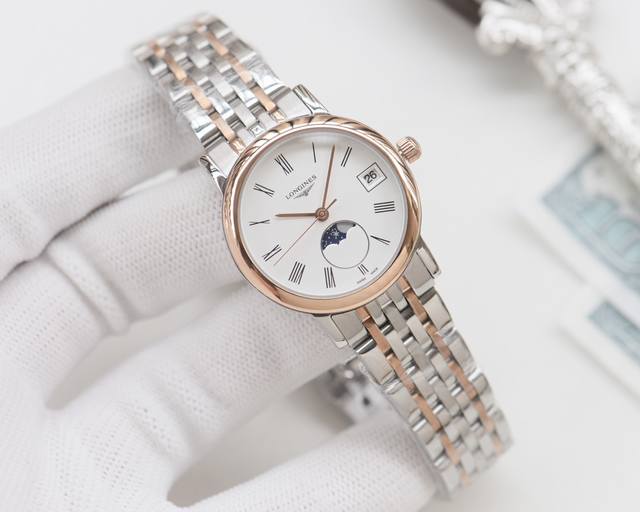 白壳 金壳30 2024年 博雅 最新品 Longines浪琴官方博雅系列腕表 底盖-吊牌-保卡 三码合一 见证爱的奇迹时刻时尚潮流女腕表，采用进口日本机芯，进