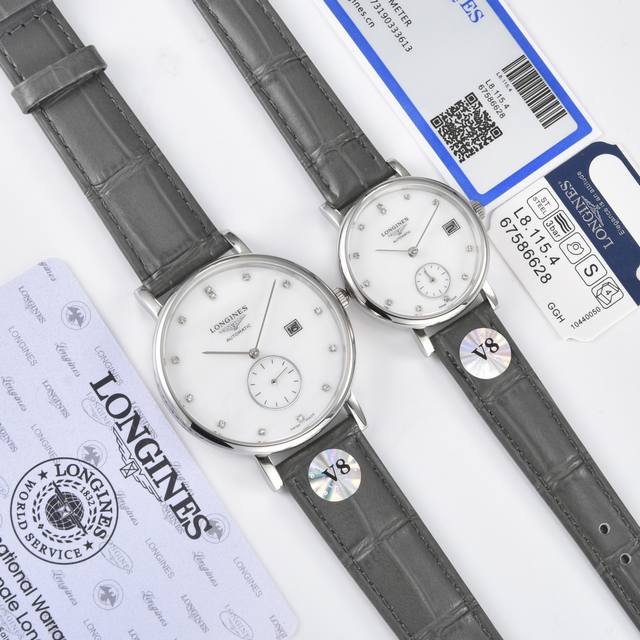 银色 金+20钢带+24年 最新品 V8 真月相 七夕节最佳礼品Longines浪琴官方博雅系列情侣腕表 见证爱奇迹时刻时尚潮流男女腕表。采用进口日本机芯。采用