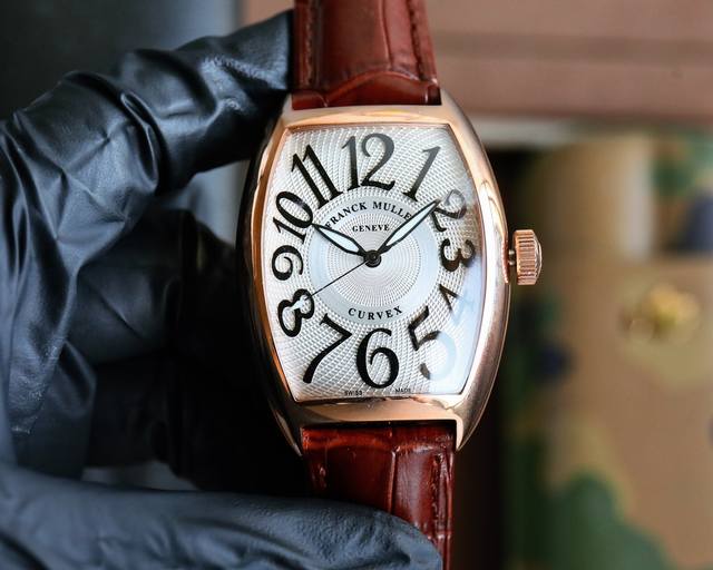 电镀+20 法兰克 穆勒 Franck Muller 55*42*13Mm 全自动机械机芯 双面小牛皮原装针扣 酒桶形拱桥状壳 烈日之下 万众瞩目