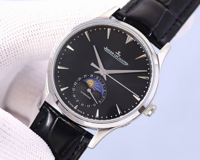 金+20Jaeger-Lecoultre Master Ultra Thin Moon积家超薄月相大师系列42Mm腕表，简洁的线条设计，赏心悦目的表盘。 显示令