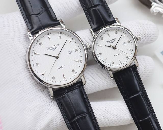 金壳+20钢带20 品牌：浪琴-Longines 类型：情侣腕表 壳套：顶级版316精钢L 表带：进口小牛皮表带 316L精钢表带 机芯：进口石英机芯 镜面：矿