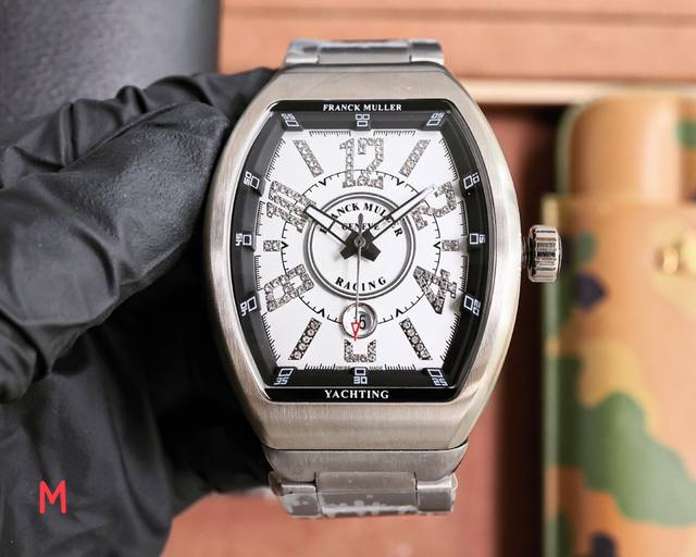 光面 钻面 法兰克 穆勒 Franck Muller V45 Sc Dt系列54*42*15Mm 全自动机械机芯 蓝光镀膜玻璃 牛皮表带底部橡胶 折叠扣 糅合运