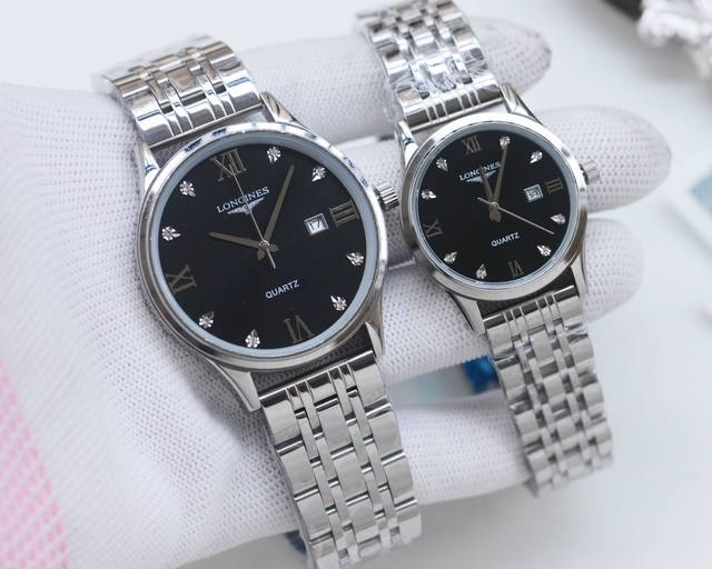 白壳 ，金壳 ，钢带20 品牌：浪琴-Longines 类型：情侣腕表 壳套：顶级版316精钢L 表带：进口小牛皮表带 316L精钢表带 机芯：进口石英机芯 镜