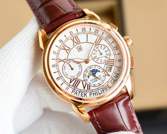 白 -金 百达翡丽Patek Philippe惊艳登场，41毫米的表径适配大众男性手寸，非常商务可亦休闲。视觉冲击力强，令人过目不忘，实物质感更加优美。 1搭配