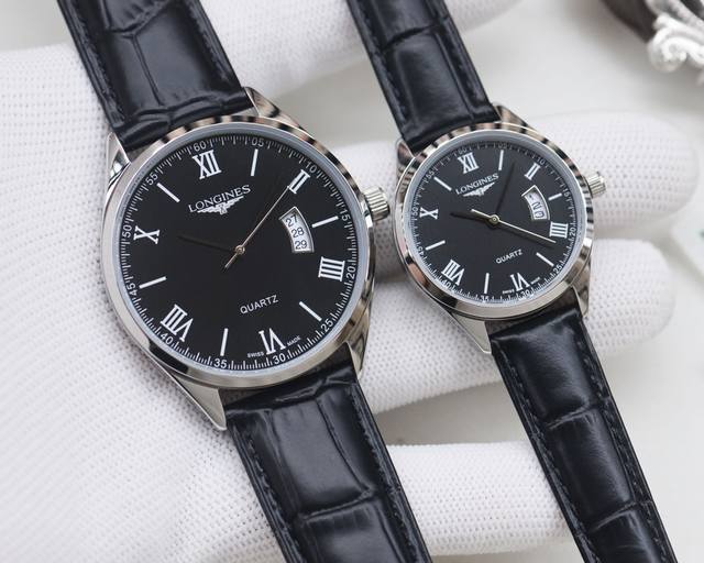 白壳 ，金壳 ，钢带20 品牌：浪琴-Longines 类型：情侣腕表 壳套：顶级版316精钢L 表带：进口小牛皮表带 316L精钢表带 机芯：进口石英机芯 镜