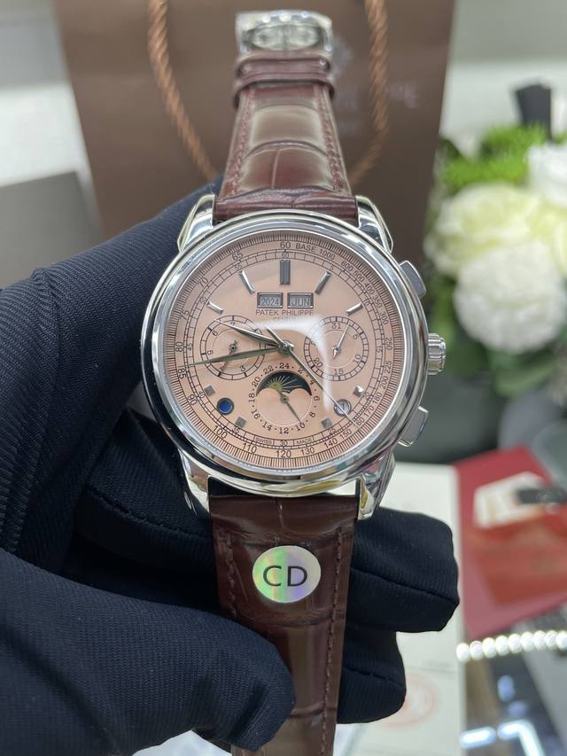 独家实拍图 百达翡丽 多功能全自动机械表 复杂功能，复刻版本 Patek Philippe Automatic Mechanical Watch Men's W