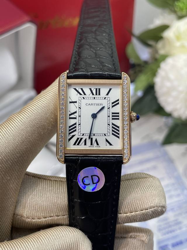 独家实拍图 Cartier Tank Ladies Watch Swiss Battery Movement，3Wf出品 卡地亚坦克系列，瑞士石英机芯，女士腕表