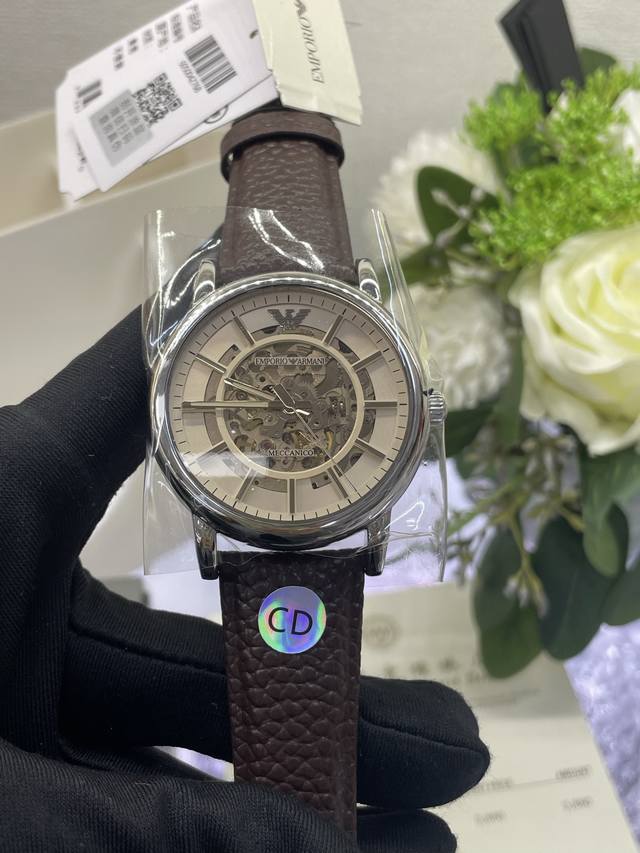 独家实拍图 阿玛尼全自动机械表，Ar1982男士腕表 Armani Automatic Mechanical Watch Men's Watch