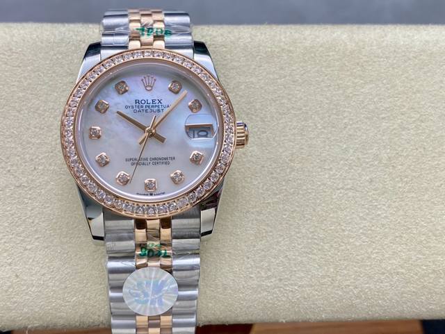 女款 劳力士Rolex 单历 日志型31Mm 直径 31Mm 机芯 搭载全自动机械机芯 圈口 劳力士Ringcommand三角坑纹 光圈钻圈 镜面 防刮蓝宝石玻