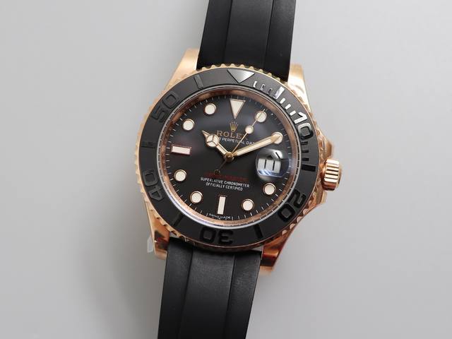 Rolex 劳力士 游艇名仕型 116655-Oysterflex Bracelet 系列 运动男表 精钢镀厚玫瑰金表壳 陶瓷表圈 可双向转动 旋入式表冠 蓝宝