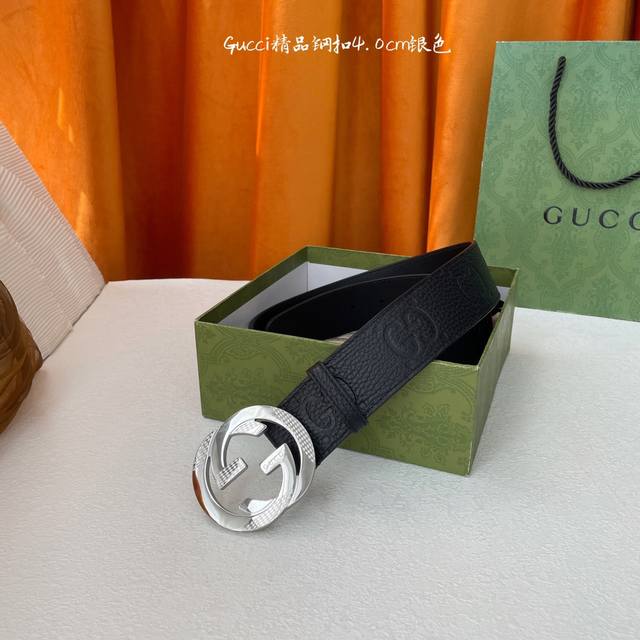 特 Gucci 经典款进口原厂压花面 搭配原版皮底 精品钢扣 宽4.0 Cm 经典永不过时款 潮流大方 时尚百搭