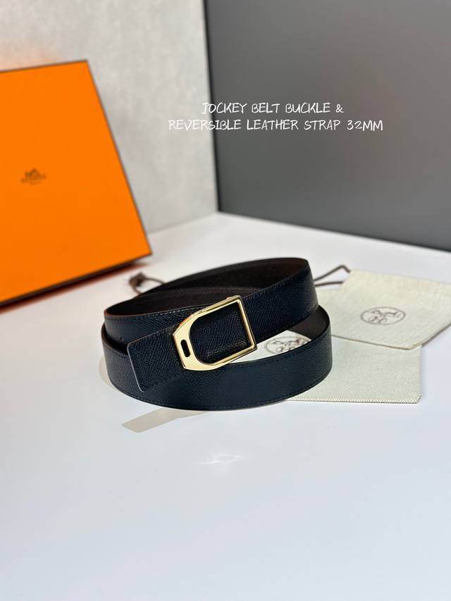 特 Jockey Belt Buckle & Reversible Leather Strap 32Mm