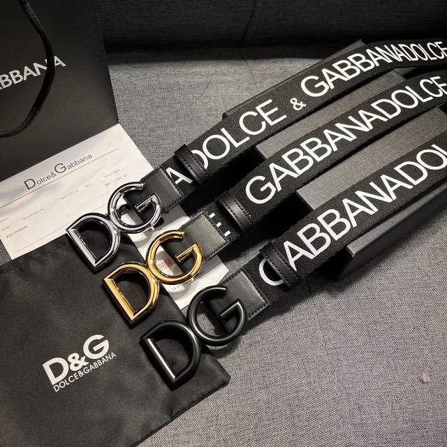 特 Dg，宽3.8Cm Dolce&Gabbana 新款 男士织带印花腰带，搭配进口头层牛皮