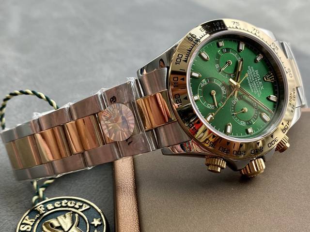 白 ，金 Sk Factory 劳力士Rolex 迪通拿系列超强夜光！ 直径 40Mm 机芯 香港正明珠机械机芯 圈口 进口精抛光圈 陶瓷圈 镜面 防刮蓝宝石玻