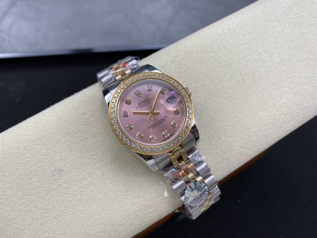 女款 劳力士Rolex 单历 日志型31Mm 直径 31Mm 机芯 搭载全自动机械机芯 圈口 劳力士Ringcommand三角坑纹 光圈 钻圈 镜面 防刮蓝宝石