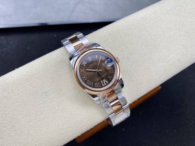 女款 劳力士Rolex 单历 日志型31Mm 直径 31Mm 机芯 搭载全自动机械机芯 圈口 劳力士Ringcommand三角坑纹 光圈 钻圈 镜面 防刮蓝宝石