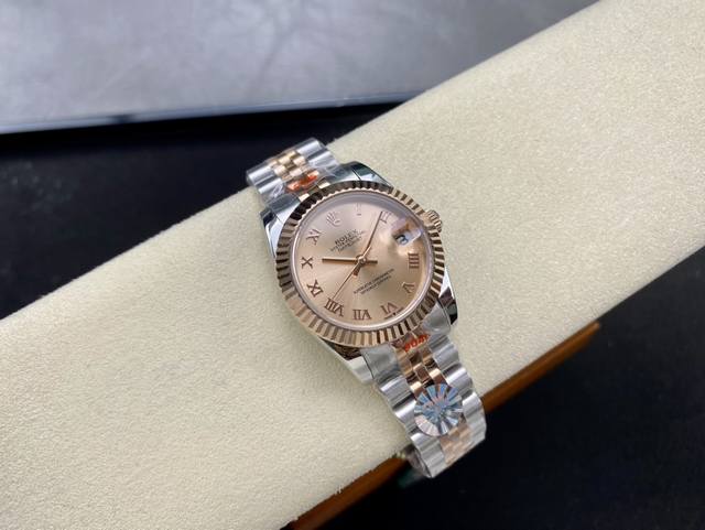 女款 劳力士Rolex 单历 日志型31Mm 直径 31Mm 机芯 搭载全自动机械机芯 圈口 劳力士Ringcommand三角坑纹 光圈 钻圈 镜面 防刮蓝宝石