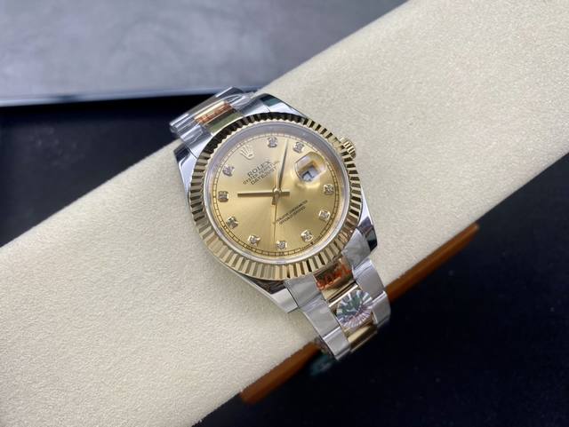 劳力士Rolex 单历 日志型系列 41Mm 直径 41Mm 机芯 搭载全自动机械机芯 圈口 劳力士Ringcommand三角坑纹 光圈 镜面 防刮蓝宝石玻璃镜