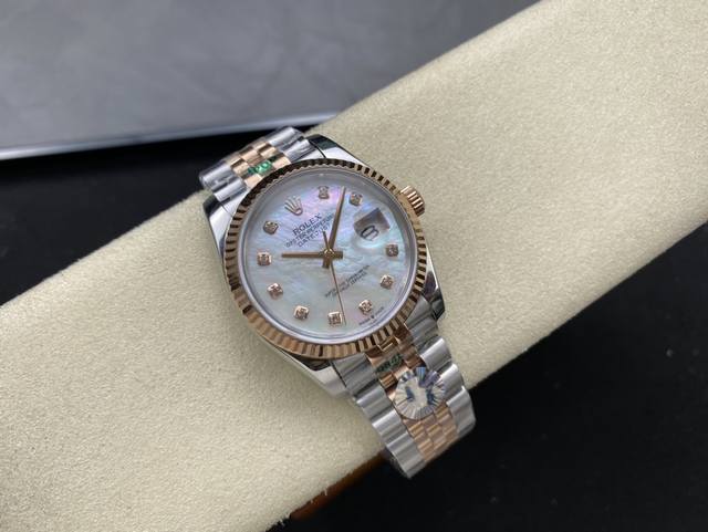 劳力士Rolex 单历 日志型系列 36Mm 直径 36Mm 机芯 搭载全自动机械机芯 圈口 劳力士Ringcommand三角坑纹 光圈 镜面 防刮蓝宝石玻璃镜