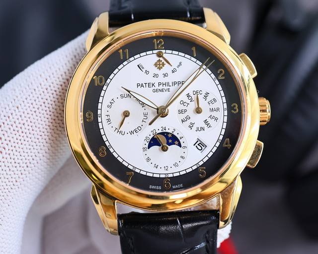 新款上市百达翡丽实拍图Patek Philippe 贵族的艺术品！搭配进口9100动能多功能7针机芯0返修 ①功能动能，24小时,星期，星辰，月份月亮太阳进口3