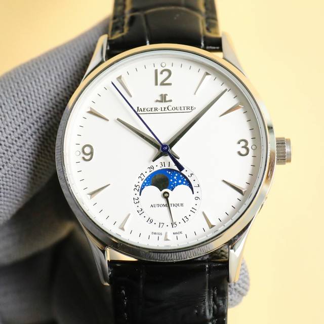 白 玫 满天星月相升级版 Jaeger-Lecoultre Master Ultra Thin Moon积家超薄月相大师系列39Mm腕表，简洁的线条设计，赏心悦 - 点击图像关闭