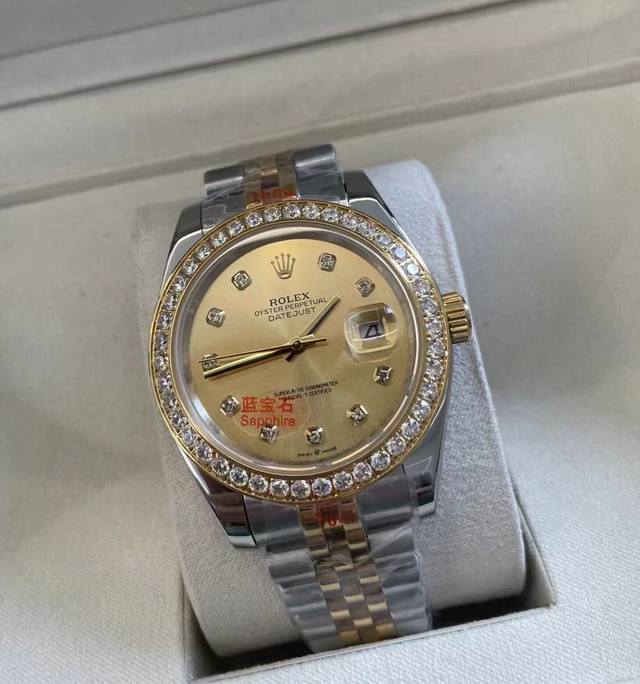 钻圈 劳力士－Rolex 日志新色系男士腕表 进口西铁城 原装机 316L精钢壳套 蓝宝石玻璃 超级防水 直径36Mm厚度13Mm 316L精钢表带原装扣 尊贵 - 点击图像关闭