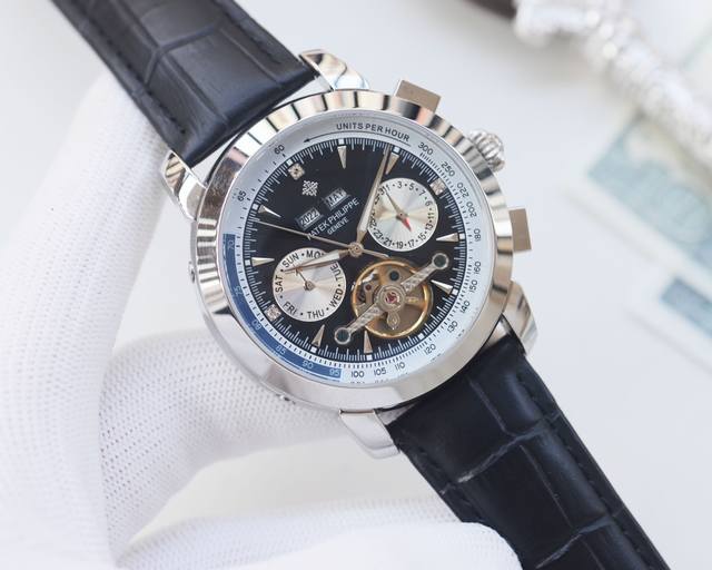 品牌：百达翡丽-Patek Philippe 类型：男士腕表 壳套：顶级版316精钢L 表带：进口小牛皮表带 机芯：全自动进口机械机芯 镜面：矿物质防刮镜面玻璃