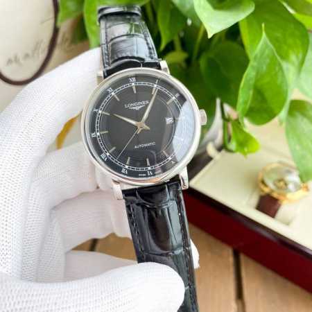 金白同价：皮带 ，钢带 品牌：浪琴-Longines 类型：男士腕表 壳套：顶级版316精钢l 表带：316L精钢表带 进口小牛皮表带 机芯：全自动机械机芯 镜 - 点击图像关闭