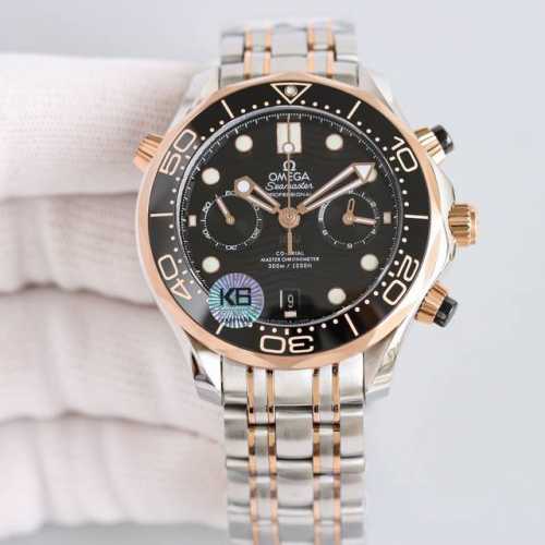 欧米茄 Omega Ot全新海马300米44Mm计时腕表 Tvs Factory1-1独家自主研发9900机芯功能与原装一致，双T黑摆轮机芯。3点位表盘为12小