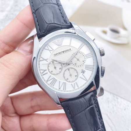皮，钢带 Armani 阿玛尼 男款 官网同步。大表盘条钉刻度 清晰简洁 六针计时跑秒带日历 实用性高 皮带款式舒适佩戴 尺寸：42Mm - 点击图像关闭