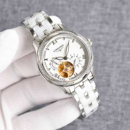 经典款式 永恒不变 品牌：浪琴-Longines 款式：精品女士腕表 机芯：进口西铁城机82S7 壳套：316精钢壳套，蓝宝石镜面 直径：34Mm 厚度11Mm - 点击图像关闭