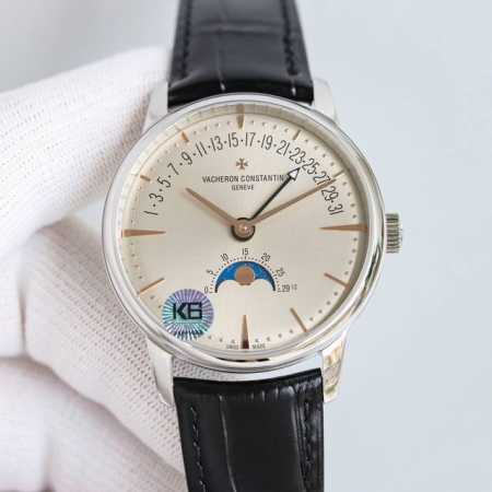 白壳 玫瑰金 全新升级版vacheron Constantin 经典之美品鉴江诗丹顿传承逆跳日历款腕表 型号4010U 000R-B329。盘面设计独树一帜，功 - 点击图像关闭