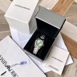 专柜新款！原厂阿玛尼 Emporio Armani Ar11656 费德丽卡系列女式石英腕表，优雅奢美的复古风潮席卷而来，清新薄荷绿表盘上的简约刻度搭配独立日历