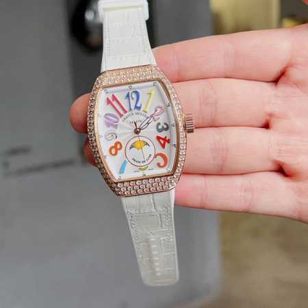 法兰克 穆勒 Franck Muller V32 Sc Dt系列 40*35*11Mm 进口石英机芯 镀膜玻璃 镶钻壳身 牛皮表带底部橡胶 - 点击图像关闭