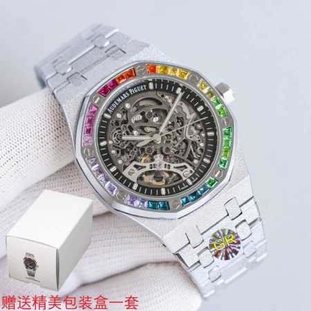 统一价： Gr爱彼彩虹新品上市，新款爱彼！彩虹15412Bc Adumars piguet 爱彼 15412Bc 霜金 镂空 彩虹 男士机械腕表 Calibre - 点击图像关闭