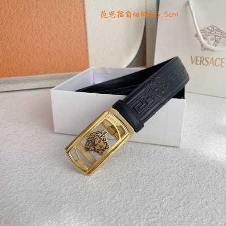 特 范思哲 Versace进口小牛皮，手感细腻柔软，搭配纯钢自动精品扣，男士必备！宽度：3.5Cm - 点击图像关闭