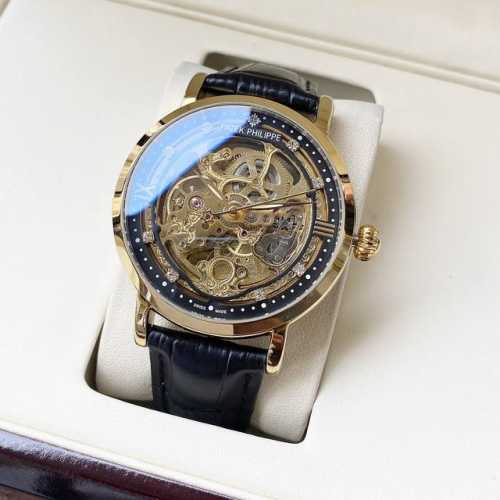 统一 全新设计 尊贵典雅 百达翡丽-Patek Philippe 男士腕表 全自动机械机芯 矿物强化玻璃 316L精钢表壳 真皮表带 简约风格 商务休闲 尺寸: