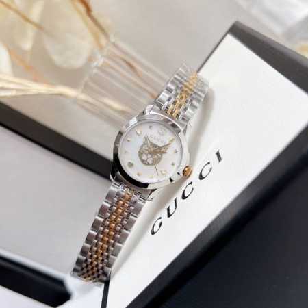 白壳 金色 Gucci古驰 Original Gucci,古驰g-Timeless系列，经典九珠表带，唯美三色表面专柜款 ，女28Mm表径男42Mm。 - 点击图像关闭