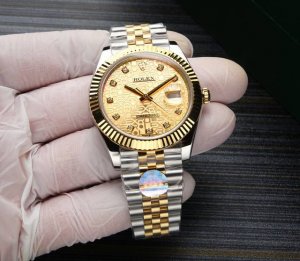 间金 . 全金 . 台湾厂tw-劳力士126333 腕表五珠带，41Mm经典蚝式恒动日志型系列款的超级副本， 完美批齿圈口：采用特殊不锈钢制作，行业目前独家技术