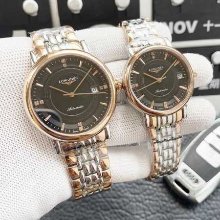 情侣爆款 浪琴-Longines 商务休闲男士机械腕表 进口日本原装精工机 钨钢间316L精钢壳套 超级蓝宝石玻璃镜面 直径42Mm 女装32Mm 钨钢表带防刮 - 点击图像关闭