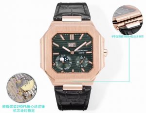 白 -金 3K 百达翡丽重磅推出新系列Cubitus 5822腕表，明星同款。 这款牛仔色表带深蓝表盘，既经典又时尚，优雅与高级感完美平衡。 亮点特色：功能日期