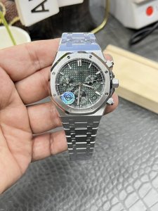 Aps爱彼皇家家橡树26240飞返计时全功能系列 41Mm白钢绿面 搭载原装开模定制Cal.4401全自动一体机械