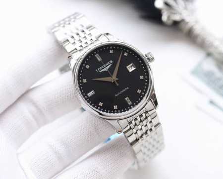 金白同价：皮带 ，钢带 品牌：浪琴-Longines 类型：男士腕表 壳套：顶级版316精钢L 表带：进口小牛皮表带 316L精钢表带 机芯：日本西铁城机械机芯 - 点击图像关闭