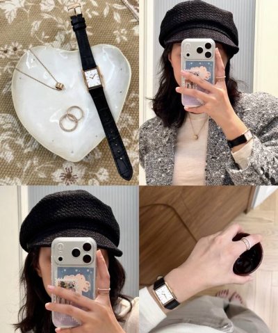 Dw的摩登方表就特别适合搭配秋冬的穿搭 利落矩形表盘与等宽表带勾勒出对称摩登线条 经典黑白配色 耐看又高级 无论是搭配西装外套还是简约衬衫都适配 叠戴上同色系的